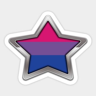 Large Bisexual Pride Flag Colored Star with Chrome Frame. Sticker
